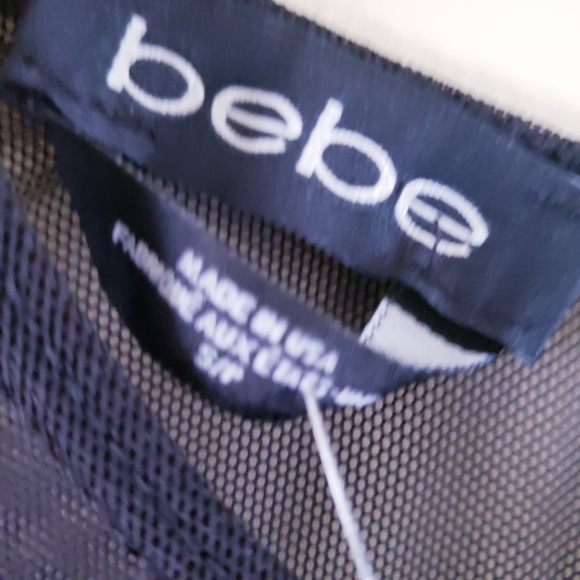 🏷BEBE LS Mesh Yoke Peplum Jumpsuit - NWT S - Picture 6 of 12